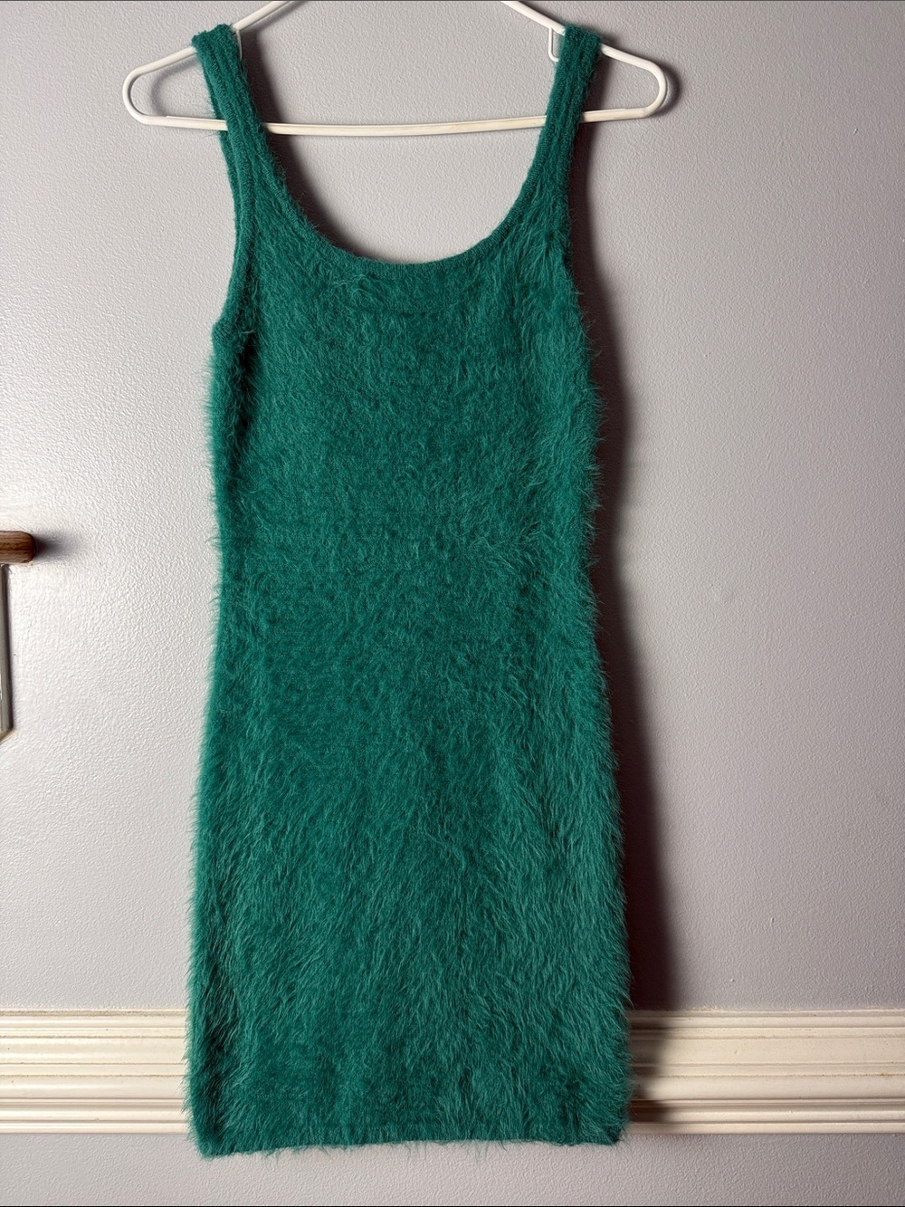 aerie Teal Fuzzy Tank Mini Dress